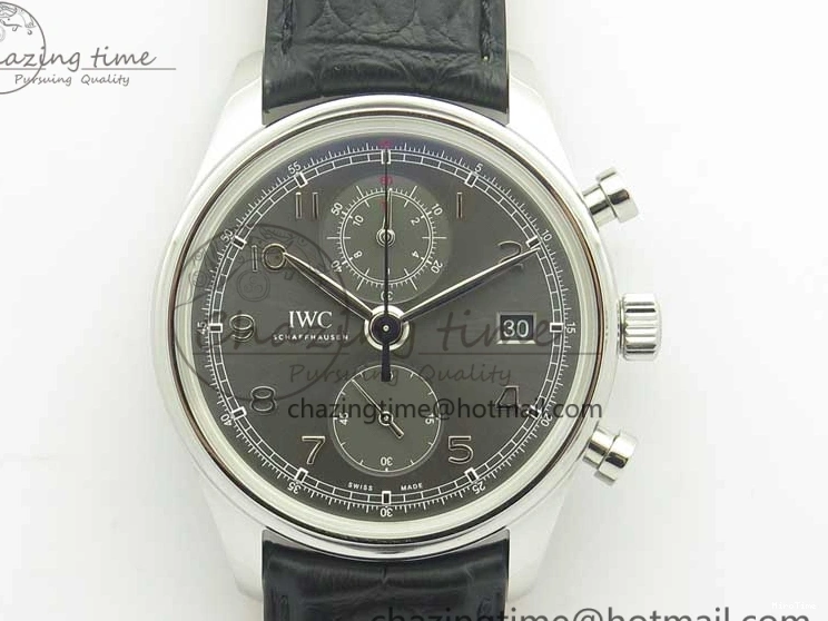 MIROTIME 0320 Portuguese Chrono SS ZF 1:1 Best Edition Gray Dial SS On Black Leather Strap A ZipUp 7215
